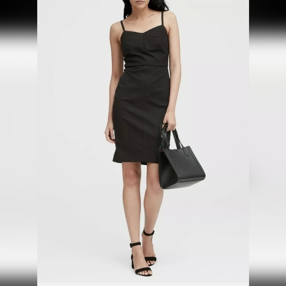 Nwot Banana Republic Black V Neck Cami Sheath Cocktail Dress 6 Small Petite